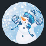 Christmas Stickers/Snowman Classic Round Sticker<br><div class="desc">Christmas Stickers/Snowman wearing Hat and Gloves, playing in the snow. Make custom stickers for every occasion! Browse our selection of awesome images or upload your own. The perfect choice for any message or design, round stickers are great for brand promotion, special mailings, and scrap-booking. Available in 2 sizes Large: 3"...</div>