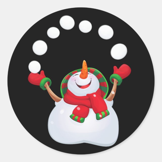 Christmas Stickers-Snowman Classic Round Sticker (Front)