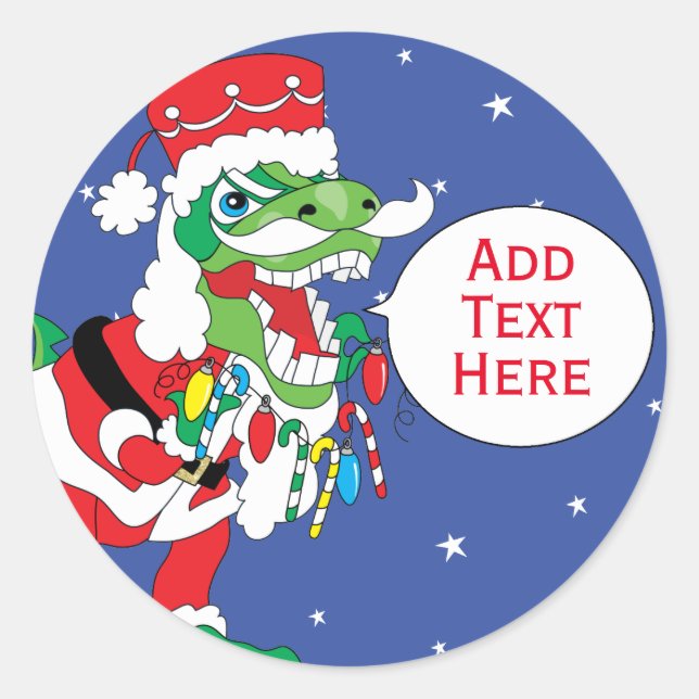 Christmas Stickers TySANTAsaurus Rex 3 Personalise (Front)