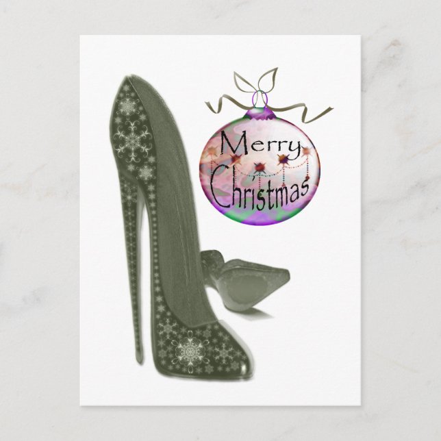 Christmas Stiletto and Bauble Art Gifts Holiday Postcard (Front)