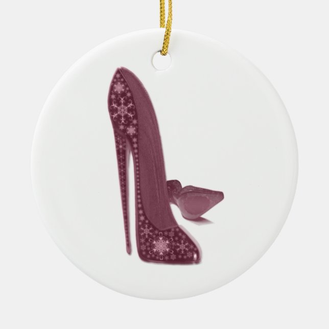 Christmas Stiletto High Heel Shoes Art Ceramic Tree Decoration (Front)