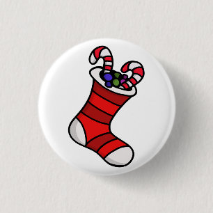 Christmas stocking 3 cm round badge