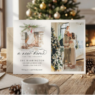 Christmas Stocking A New Home Photo Moving Holiday Postcard