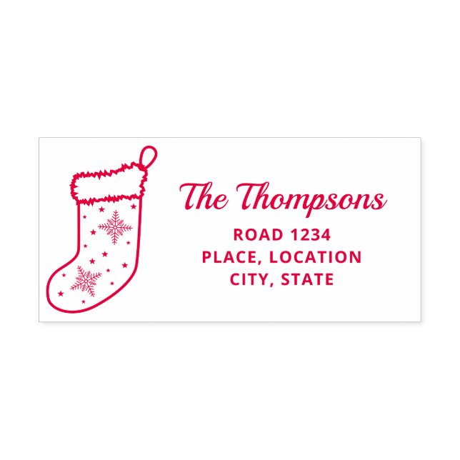 Christmas Stocking And Custom Name With Address Self-inking Stamp (Design)