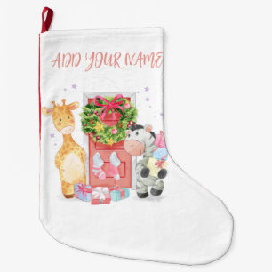 CHRISTMAS STOCKING :  BABY GIRAFFE & ZEBRA