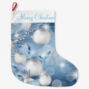 Christmas Stocking/Blue Ornaments Large Christmas Stocking
