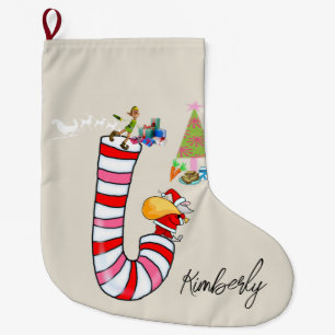 Christmas Stocking, Candy cane Elf Large Christmas Stocking