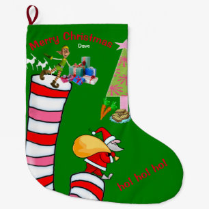 Christmas Stocking, Candy cane Elf Santa Large Christmas Stocking