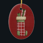 Christmas Stocking Ceramic Christmas Ornament<br><div class="desc">Text can be added to this ornament to make a personalized holiday gift. If you need help,  just click on the contact link below to send the designer a personal detailed message.</div>