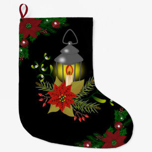 Christmas Stocking, Christmas Candle Large Christmas Stocking