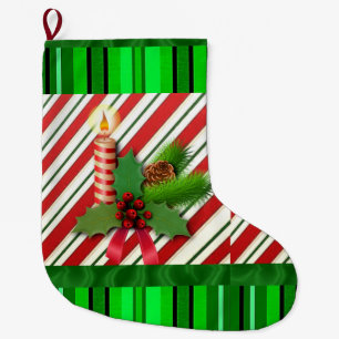 Christmas Stocking, Christmas Candle Large Christmas Stocking