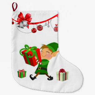 Christmas Stocking, Christmas Elf Large Christmas Stocking