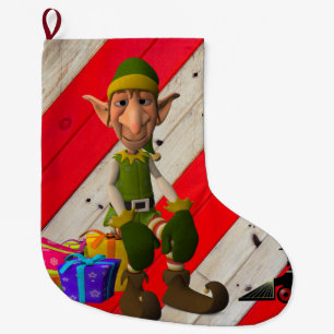 Christmas Stocking, Christmas Elf Large Christmas Stocking