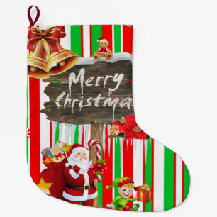Christmas Stocking, Christmas Elf Santa Large Christmas Stocking