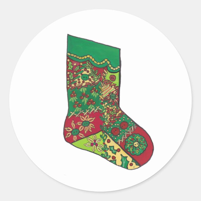 Christmas Stocking Classic Round Sticker (Front)