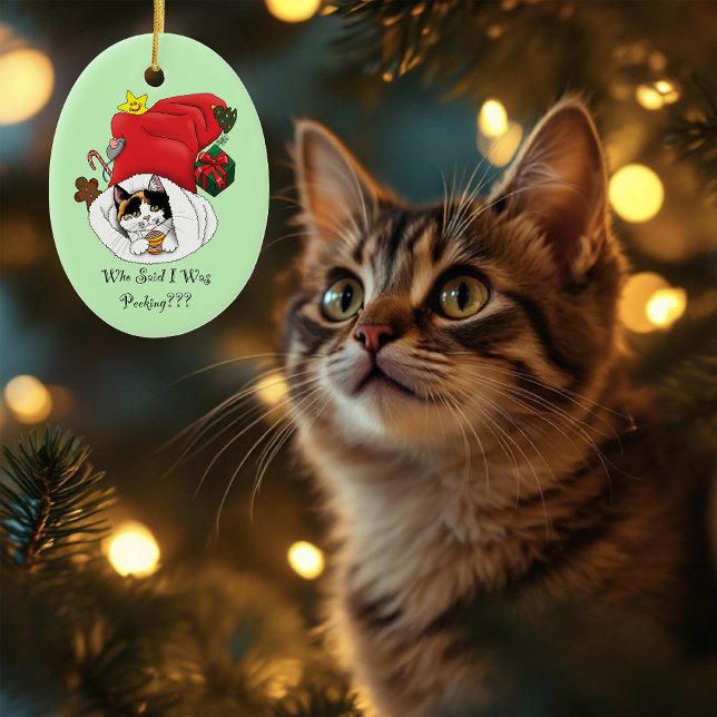Christmas Stocking Cute Calico Kitten Ceramic Tree Decoration (Creator Uploaded)