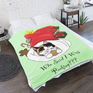 Christmas Stocking Cute Calico Kitten Fleece Blanket