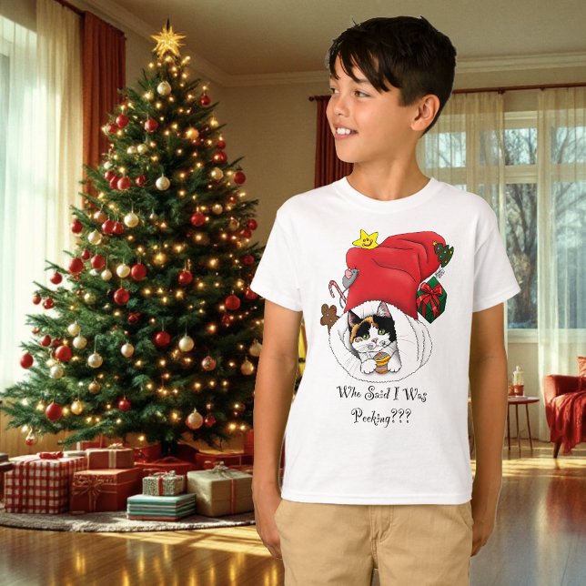Christmas Stocking Cute Calico Kitten T-Shirt (Creator Uploaded)