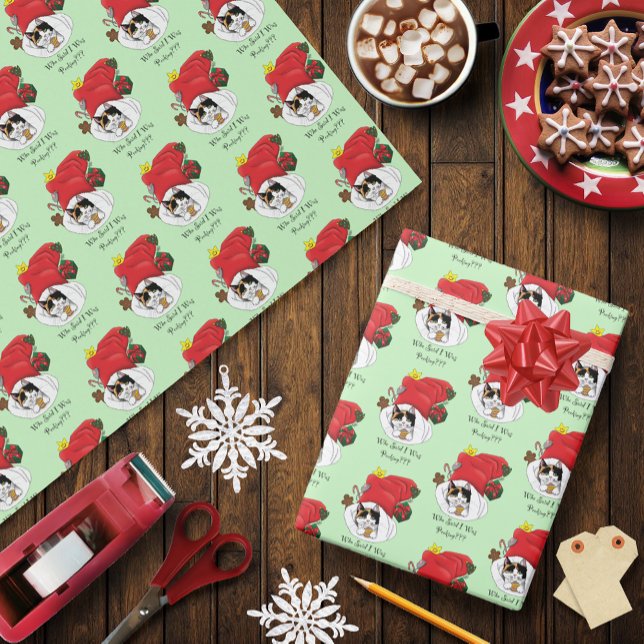 Christmas Stocking Cute Calico Kitten Wrapping Paper (Creator Uploaded)