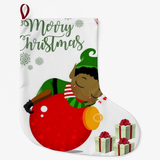 Christmas Stocking, Elf Large Christmas Stocking (Front)