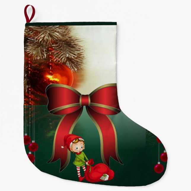 Christmas Stocking, Elf Large Christmas Stocking (Front)