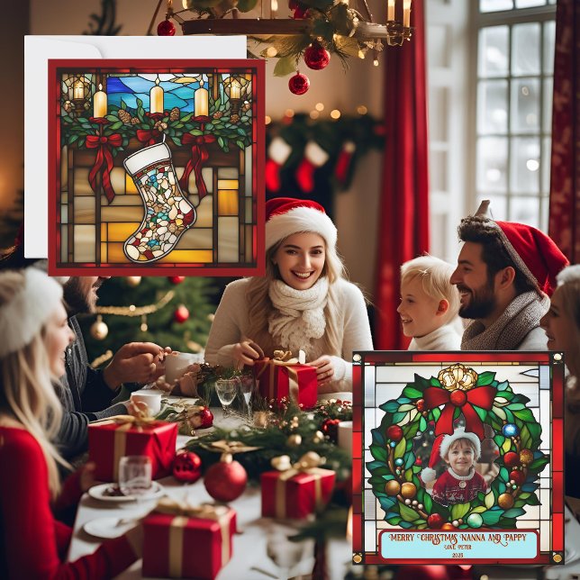 Christmas Stocking Faux Stained Glass Card (Creator Uploaded)