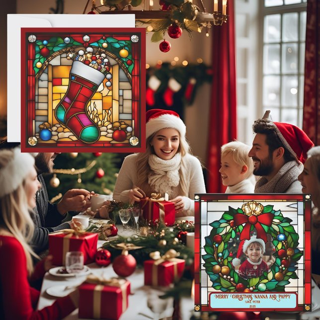 Christmas Stocking Faux Stained Glass Card (Creator Uploaded)