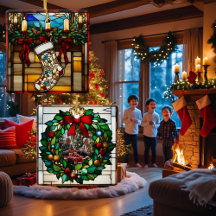 Christmas Stocking Faux Stained Glass