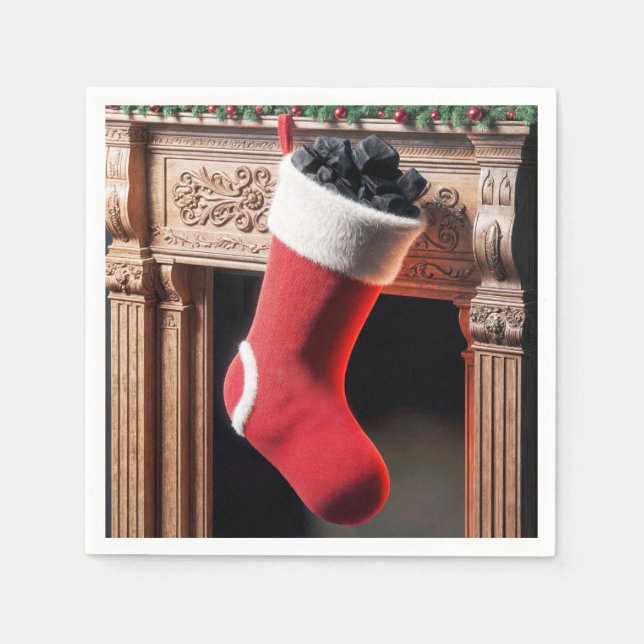 Christmas Stocking Filled With Coal Napkin (Front)