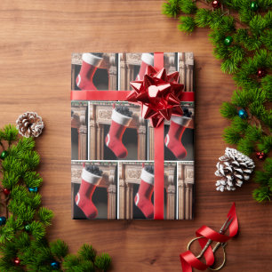Christmas Stocking Filled With Coal Wrapping Paper