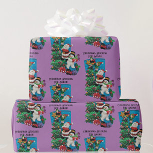 Christmas Stocking For Personalise Child's Name Wrapping Paper