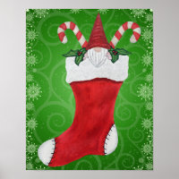 Christmas Stocking Gnome Candy Canes Snowflakes