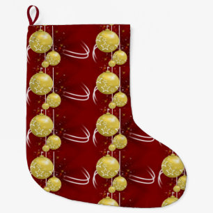 Christmas Stocking, Gold Balls Large Christmas Stocking
