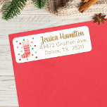 Christmas Stocking Gold Pink Cute Address Label<br><div class="desc">A festive return address label with the picture of a stocking and polka dots. Your name is beautifully written out in script. It Coordinates with the,  Oh What Fun,  Christmas Cards. Personalise it with your name and address. Designed for you by Blackberry Boulevard.</div>