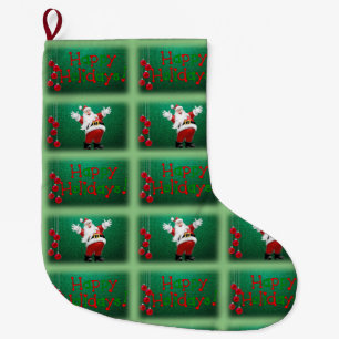 Christmas Stocking, Happy Holidays Large Christmas Stocking