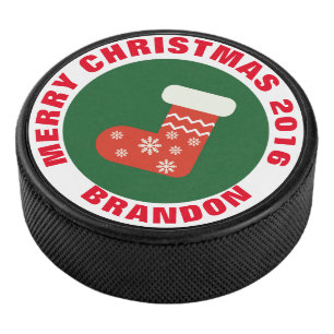 Christmas Stocking Hockey Puck