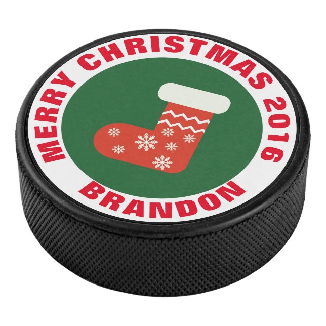 Christmas Stocking Hockey Puck (3/4)