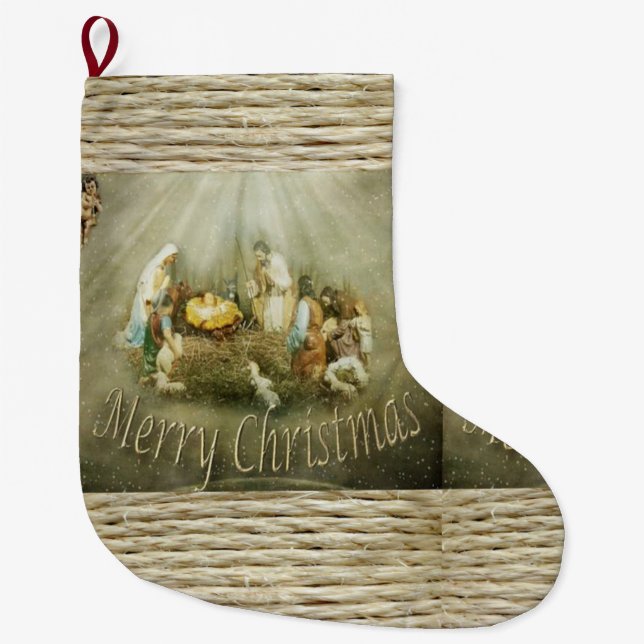 Christmas Stocking, Jesus Christ Large Christmas Stocking (Front)