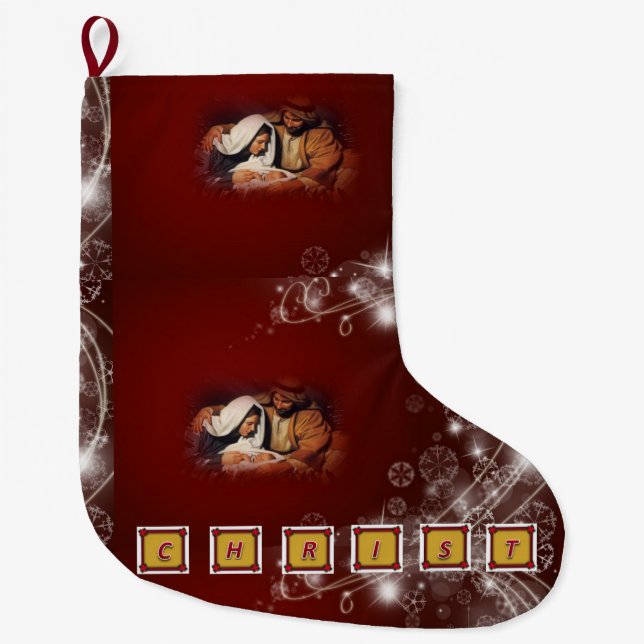 Christmas Stocking, Jesus Christ Large Christmas Stocking (Front)