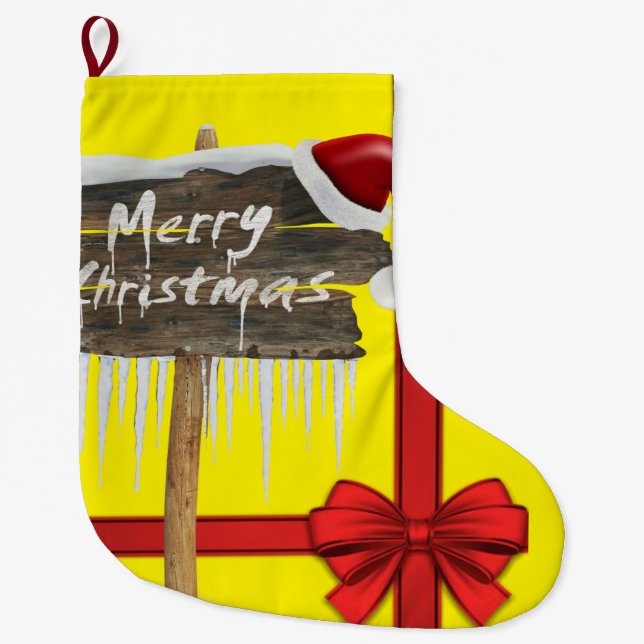 Christmas Stocking, Merry Christmas Large Christmas Stocking (Front)