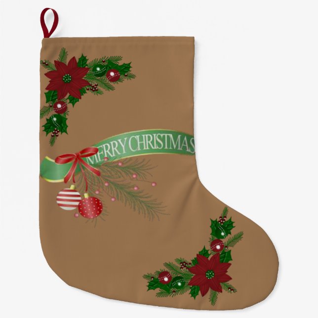 Christmas Stocking, Merry Christmas Large Christmas Stocking (Front)