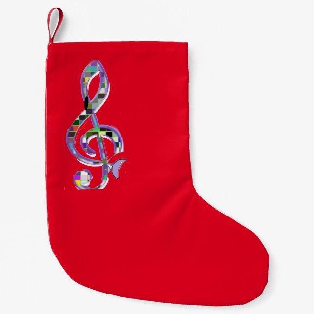 Christmas Stocking Music Clef Res Santa Claus Sock (Front)