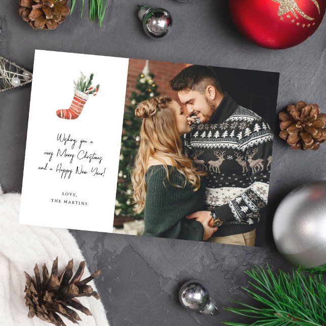 Christmas Stocking Note Photo Christmas Card (Creator Uploaded)