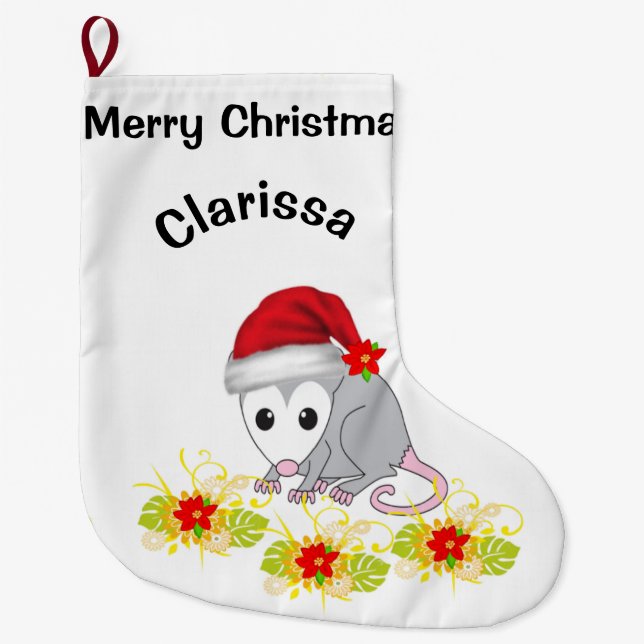 Christmas Stocking,  Opossum  Large Christmas Stocking (Front)