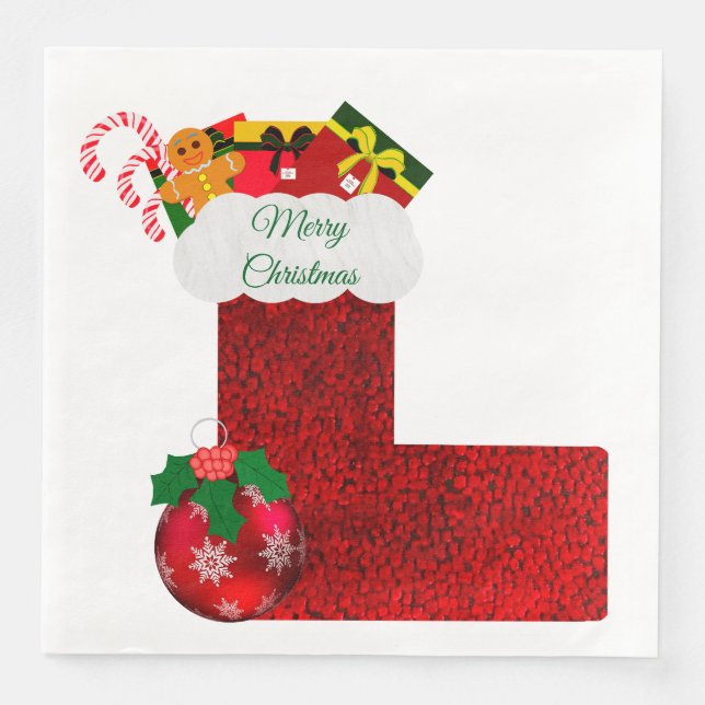 Christmas Stocking Paper Napkin (Front)