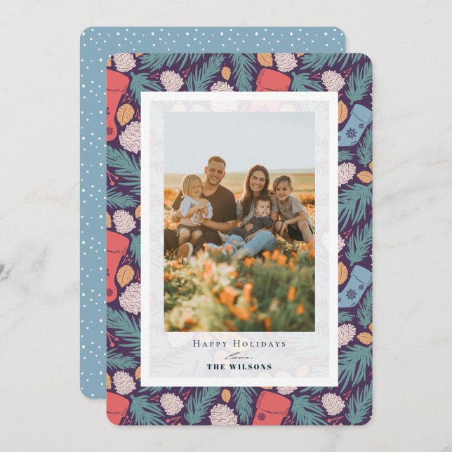 Christmas Stocking Pattern Holiday Photo Card (Front/Back)