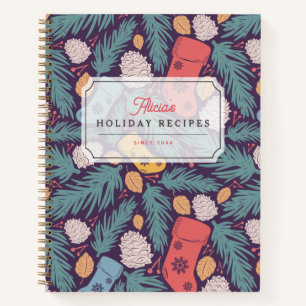 Christmas Stocking Pattern Holiday Recipe Notebook