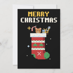 Christmas Stocking Pixel Art Christmas Card