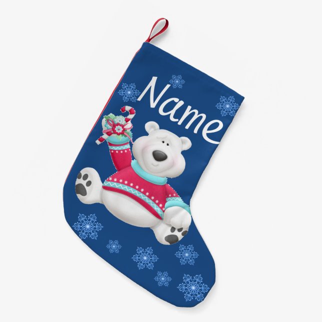 Christmas Stocking Polar Bear Pattern Holiday (Front (Hanging))