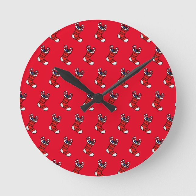 Christmas stocking round clock (Front)